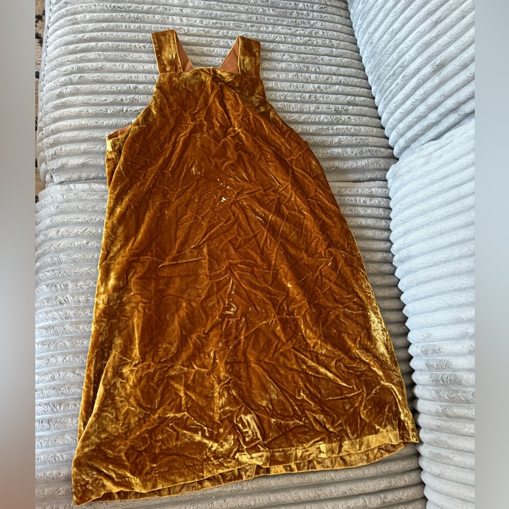 NWT halter loose dress, mustard/gold size Small